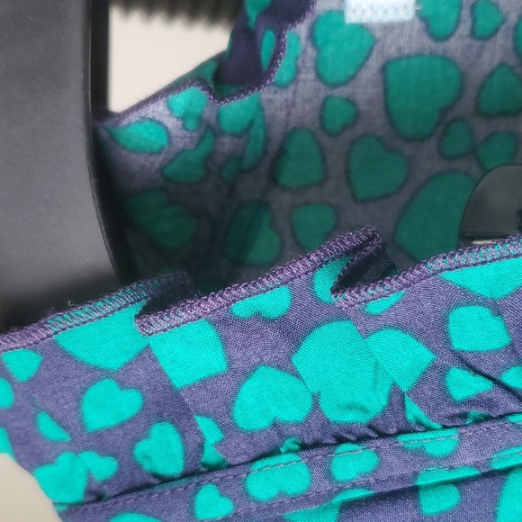 💙💚 Blue & green hearts Old Navy dress with ruffle neck and tie waist - Picture 4 of 8